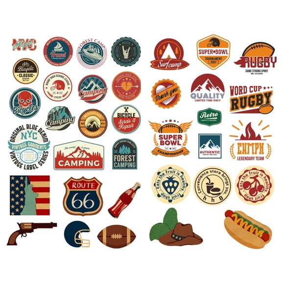 Vintage Amerian Logo Aesthetic Sticker Pre-cut Cute Diary Travel Paper Journal Stickers Scrapbooking Stationery Sticker Flakes Art Supplies