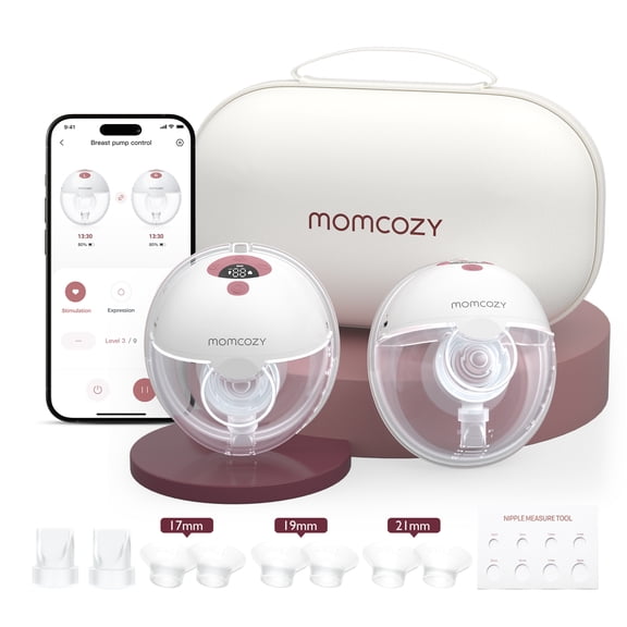 Momcozy M5 Smart APP Controlled Wearable Breast Pump, Hands-Free Wireless Electric Pump, 3 Modes 9 Suction Levels, BPA-Free, Portable Lightweight, 24mm