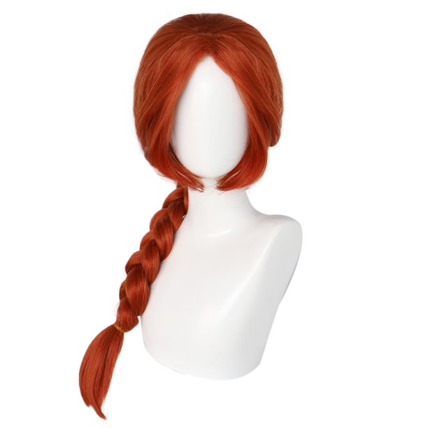 Peluca genérica para cosplay, larga, roja, trenzada, resistente al calor, sintética
