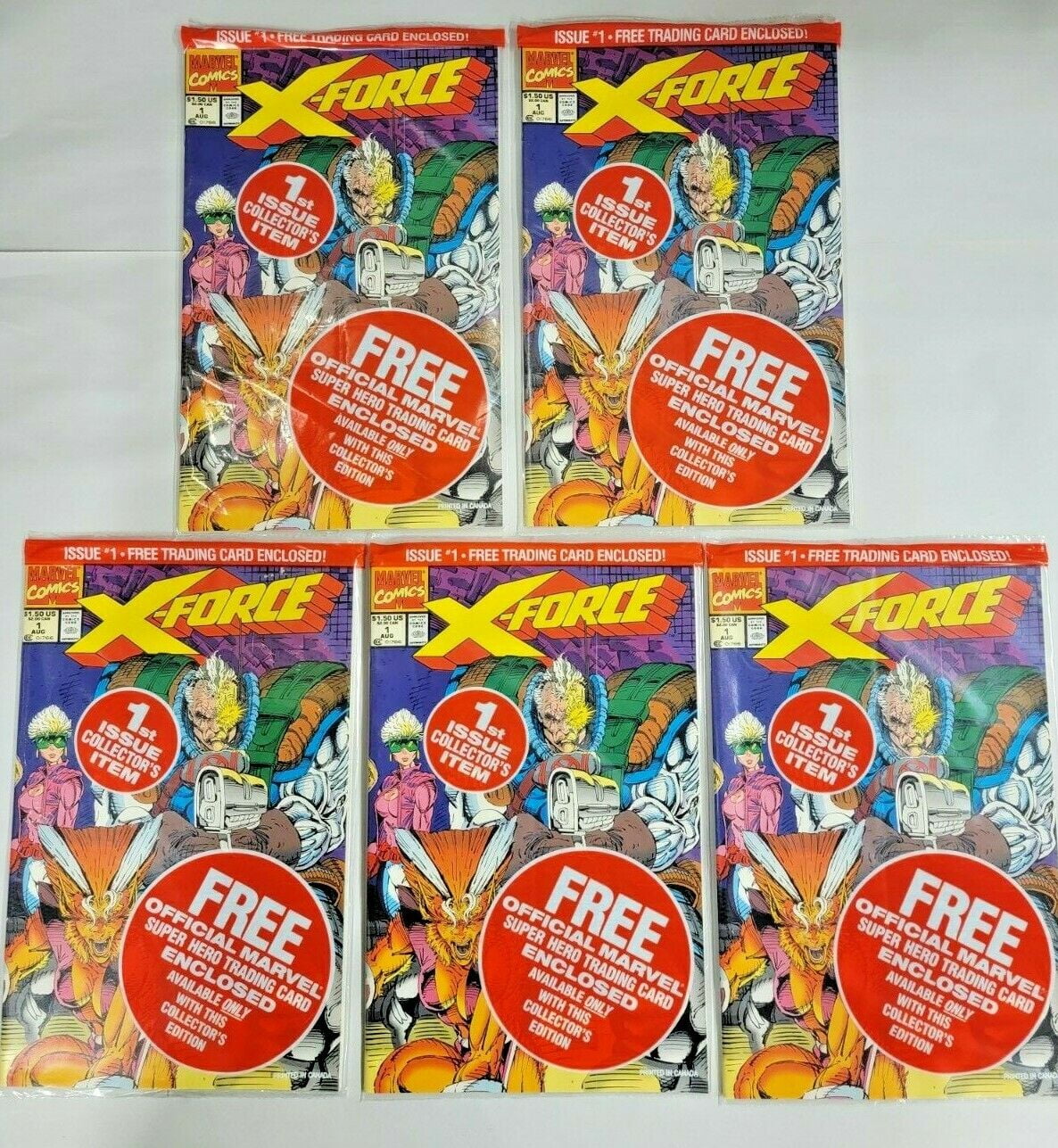 Lot of 5 Collector's Edition Marvel X-FORCE #1 Comic Books with 5 different  (including Deadpool) Trading Cards - Walmart.com