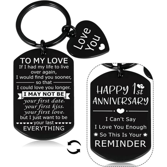 1 Year Anniversary Gifts For Boyfriend Girlfriend Husband Wife, Anniversary Keychain For Men Women, One Year For Women Men Wedding Valentine's Day Birthday Sweetest Day Gifts For Couple