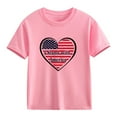 thumbnail image 4 of Jinhomg Kids Graphic Tees Short Sleeve American Flag Heart Shirts Casual Loose Crew Neck Summer Pullover Tops Cute Daily Wear Pink 110, 4 of 8
