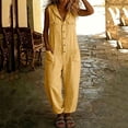 thumbnail image 6 of Guluxicc Womens Hooded Linen Jumpsuit Sleeveless Button Down Utility Pockets Tapered Leg Casual Loose Summer Vacation Overalls, 6 of 7