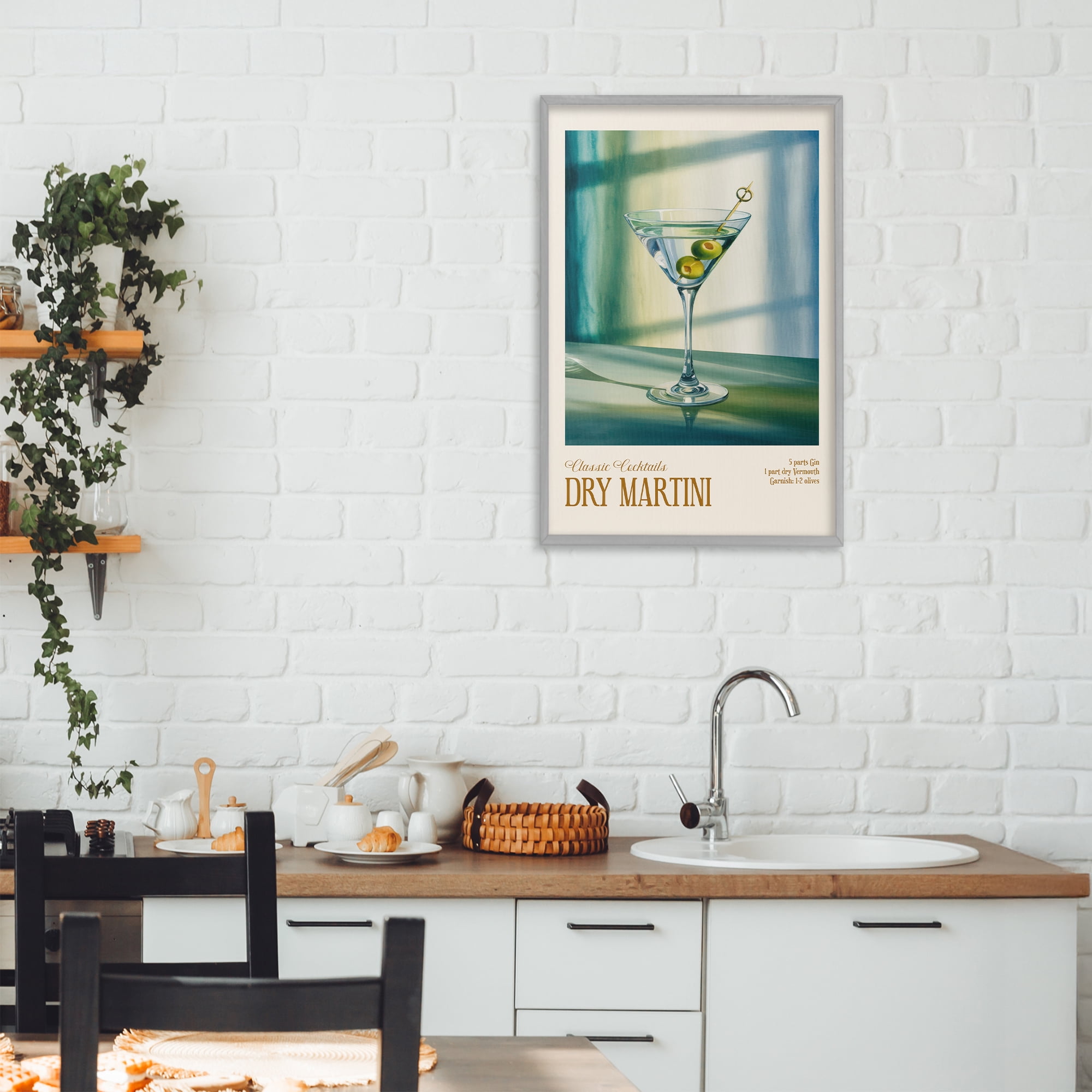 Stupell Industries Dry Martini on Surface Gray Framed Giclee Art, design by Andreas Magnusson