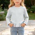 thumbnail image 6 of Wilark Girls Long Sleeve T Shirts with Ruffle Cute Casual Crew Neck Cotton Kids Fall Clothes Light Blue 4T, 6 of 8
