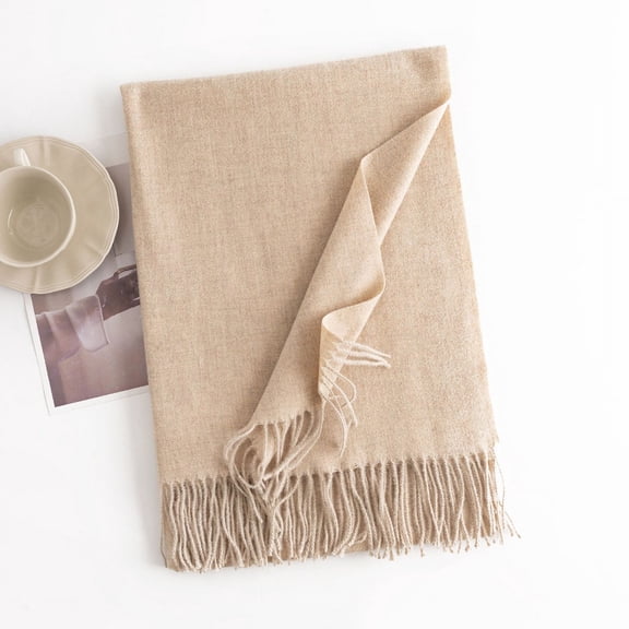Nvzi 2Pcs woolen blanket scarf, Light Beige warm scarf and elegant shawl, women's winter fashion accessory, suitable for cold weather evening dress, 78.74 × 26.77IN