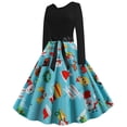 thumbnail image 1 of Vestido HUOGUO Otoño-Navidad con cuello en O estampado para mujer, 1 of 5