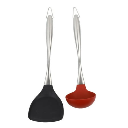 

Stainless Steel Silicone 2 Sets Good Temperature Resistance Spatula Non Stick Silicone Spoon
