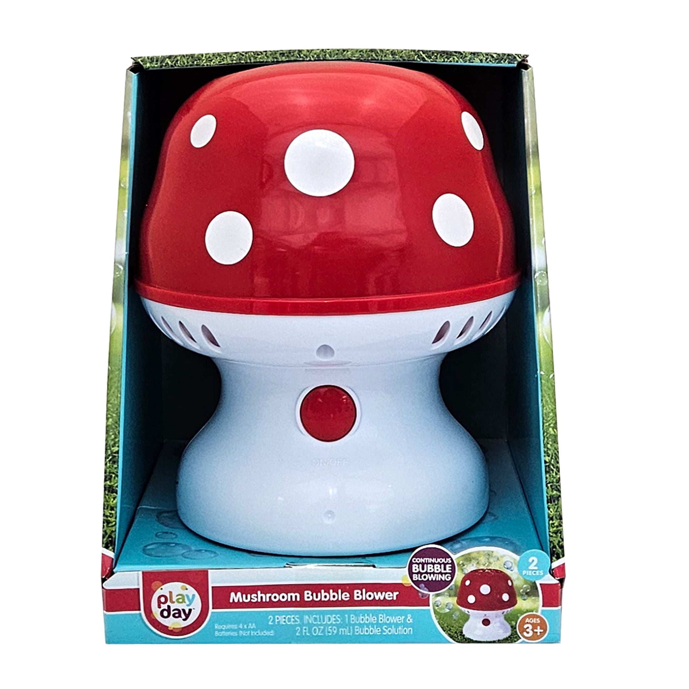 Play Day Mushroom Bubble Blower, Battery Operated, 3+