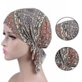 thumbnail image 4 of Bonnet de Chimiothérapie Imprimé Foulard Femme Coton Musulman Extensible Turban Musulman Extensible Perte de Cheveux Baotou Noué Couvre-Chef, 4 of 5
