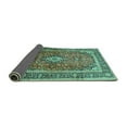 thumbnail image 2 of Ahgly Company Indoor Square Medallion Turquoise Blue Traditional Area Rugs, 4' Square, 2 of 4