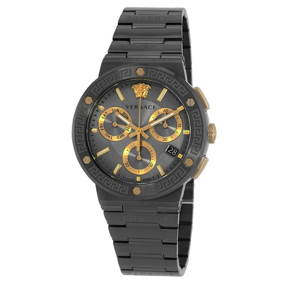 Versace Greca Logo Chronograph Quartz Grey Dial Men's Watch VEZ900521