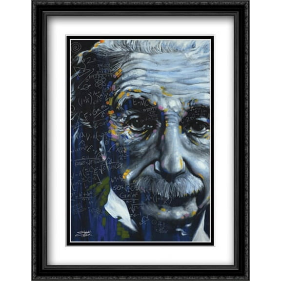 It's All Relative (Einstein) 2x Matted 28x40 Large Black Ornate Framed Art Print by Stephen Fishwick