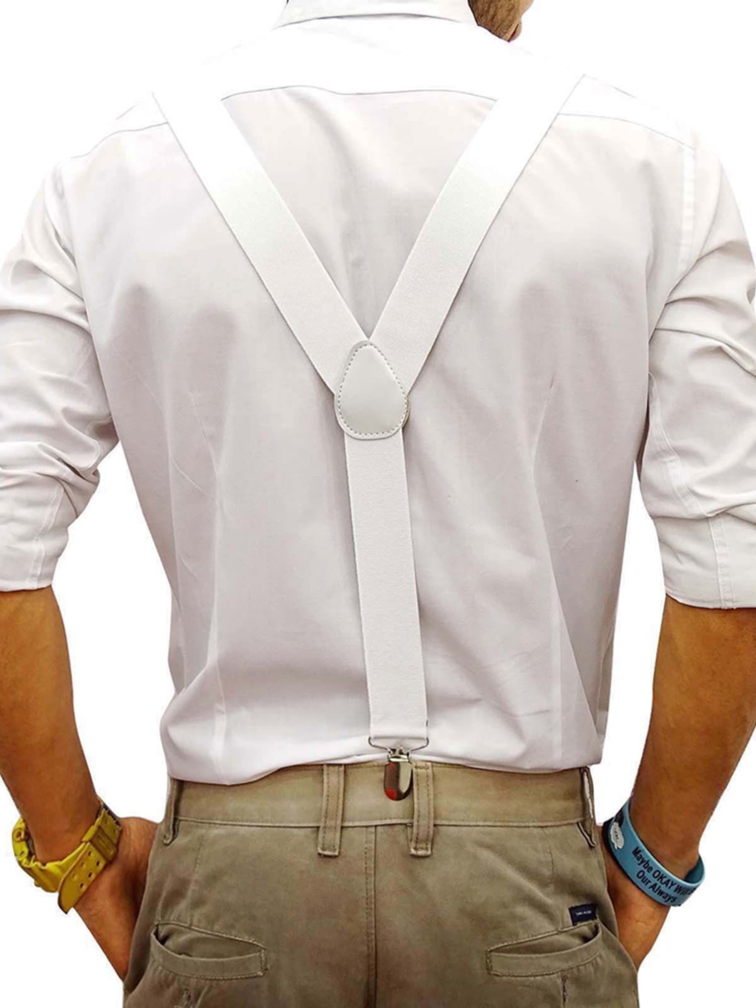 Mens Suspender with Hooks Adjustable Braces Y Shaped Elastic