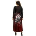 thumbnail image 2 of FKELYI Lily Floral Skull Print Womens Long Sleeve Fall Dress V Neck Maxi Casual Dress with Pockets Soft A-Line Flowy Tiered Waist Dresses for Ladies, XL, 2 of 6