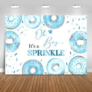 Donut Sprinkle Baby Shower Backdrop Baby Sprinkle Blue Confetti Background Party Decorations Oh Boy Cake Table Banner Photo Booth Props