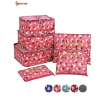 Spencer 6Pcs Travel Luggage Storage Bag Portable Organizer Pouch Waterproof Clothes Packing Cubes Suitcase（Pink）