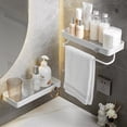 thumbnail image 6 of Shower Caddy with Towel Bar and Hook, Floating Acrylic Wall Bathroom Shelves for Storage & Display, 6 of 6