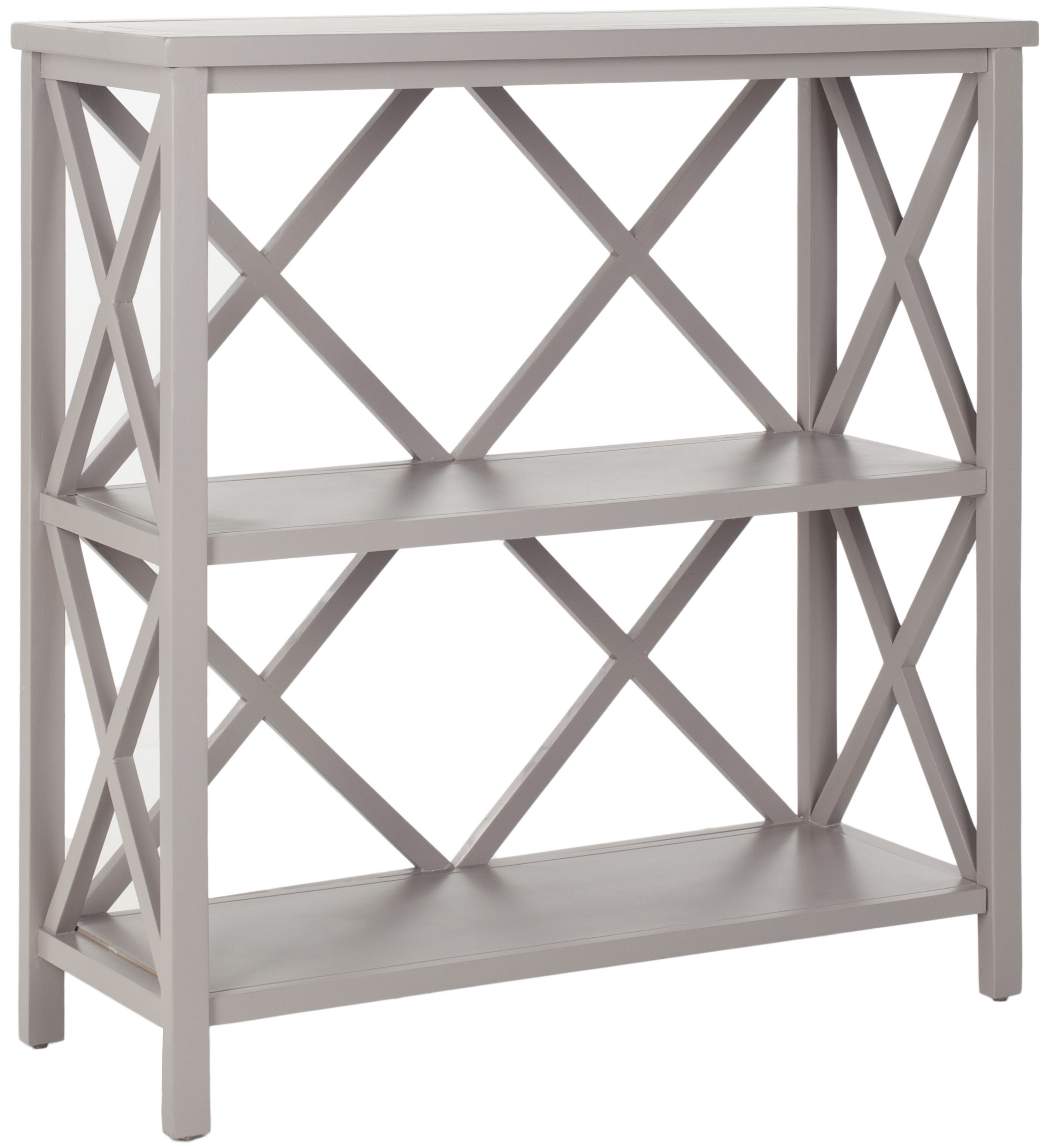 SAFAVIEH Liam Duo X-Back 2 Tier Open Bookcase, Quartz Grey