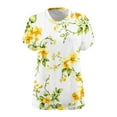 thumbnail image 2 of Erwazi Womens Plus Size Tops Floral Printed Summer T Shirts V-Neck Short Sleeve Tunic Tops Oversized Tees Shirts Casual Loose Blouses, 2 of 4