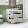 thumbnail image 3 of Ariel Monroe 43 Inch Single Rectangular Sink Bathroom Vanity With Italian Carrara Marble Countertop 1.5 inch Edge In Grey, 3 of 7