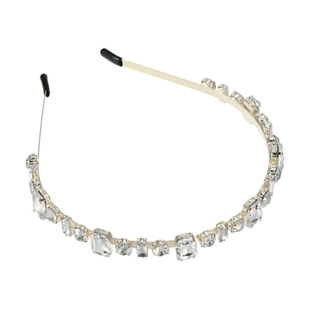 Unique Bargains 1 Pcs Bandeaux Noués pour Femmes Mode Strass Fins Bandeaux Accessoires pour Cheveux Blanc