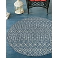 thumbnail image 4 of Unique Loom Outdoor Trellis Collection Area Rug - Tribal Trellis (4' 1" Round Blue/Ivory), 4 of 7