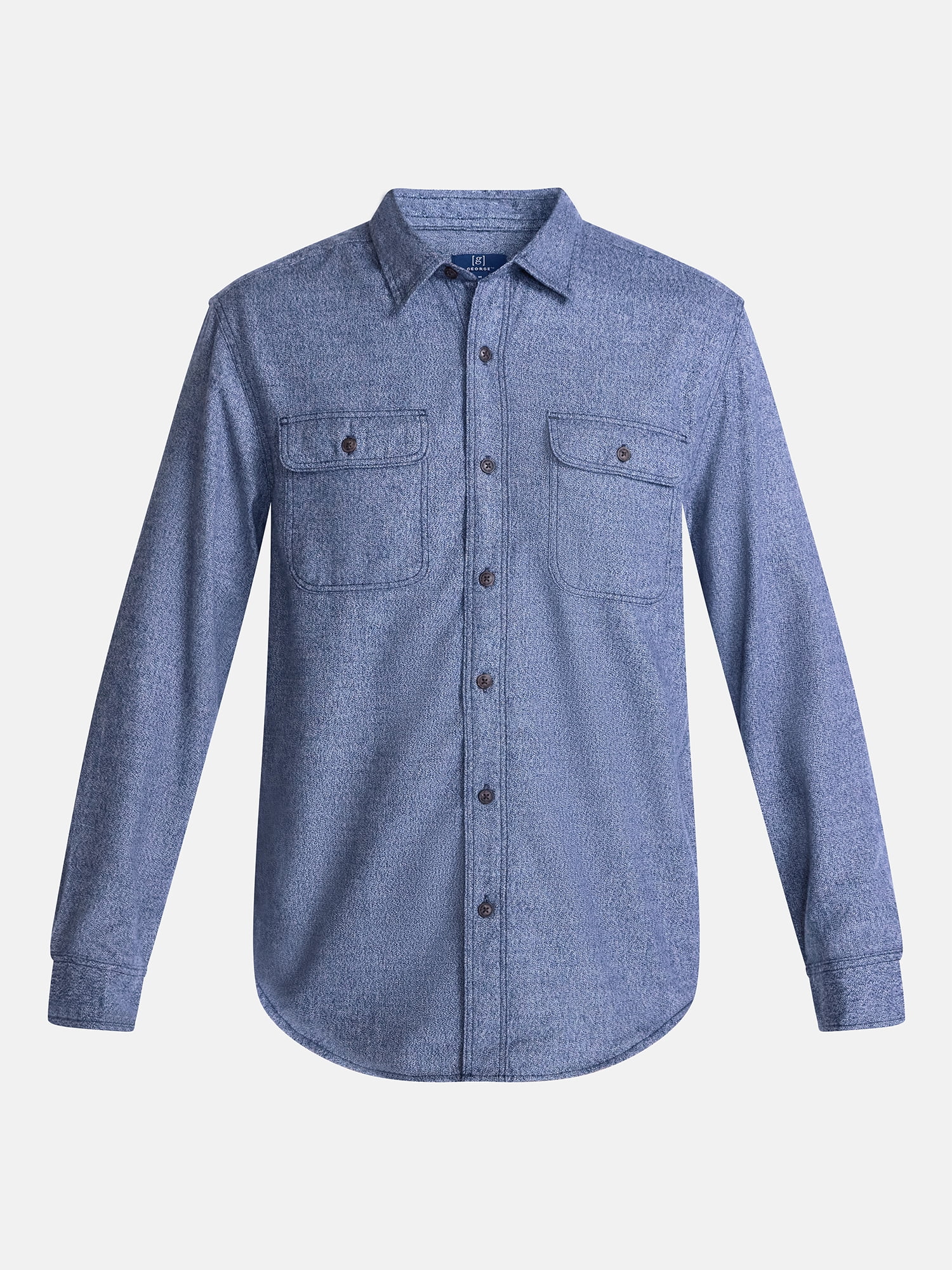 George Men's and Big Men's 100% Cotton Plaid Flannel Shirt with Long Sleeves, Sizes XS-3XL, 2XB-5XB & Tall XLT-3XLT