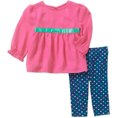 Newborn Baby Girl Chiffon Tunic and Leggings Outfit Set