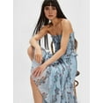 thumbnail image 3 of Tube Top Dress for Women Summer Solid Strapless Dresses, Off the Shoudle Ruffle Beach Dress Light Blue M, 3 of 6