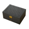 thumbnail image 1 of Transemion Portable Jewelry Waterproof Stain Box FauxLeather For Rings Leather Box Large Jewelry Box Organizer To bilayer black bilayer, 1 of 6