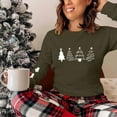 thumbnail image 7 of Christmas Tree Shirt Women Christmas Embroidered Trees Long Sleeve Shirts Gift Xmas Graphic Tee Tops, 7 of 7