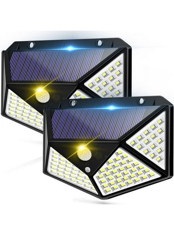 Solar Motion Sensor Lights,100 LEDs IP65 Waterproof Wall Light with 270 Degree Wide Angle