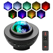 Muslady LED Galaxy Starry Projector Lamp Light BT Music Speaker RGBW Lighting Sound Control for Bedroom Night Light Christmas KTV Party Room Decor Home Theater with Charging Cable Remote Con