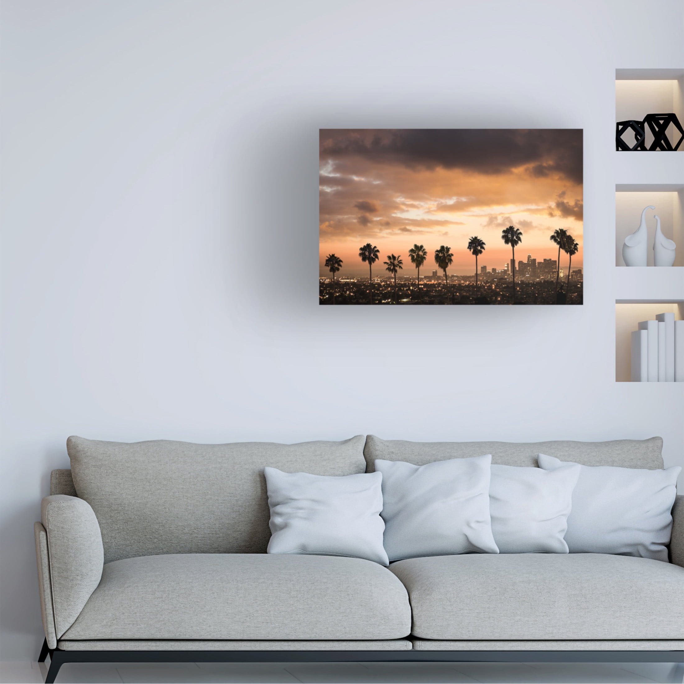 Canvas Wall Art - GS Photo 'Palm Drive Los Angeles' Wall Art for Living Room, Bedroom, or Office Décor by Trademark Fine Art - 19 x 12 Inches