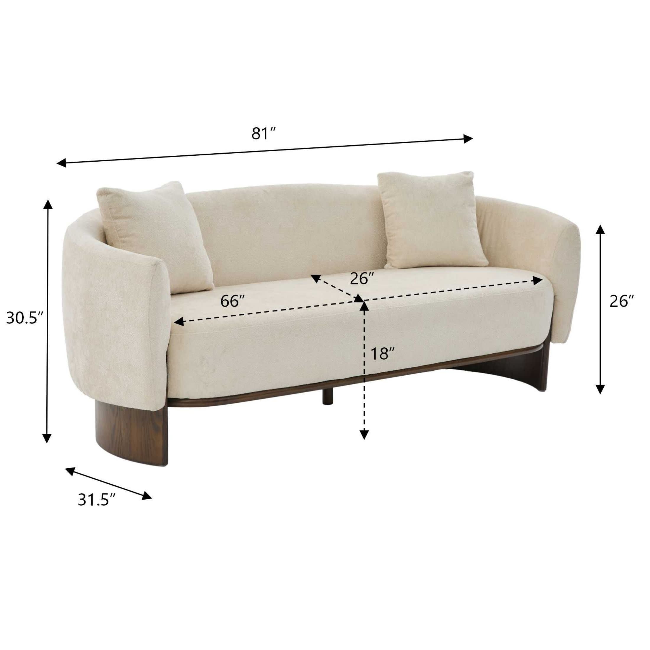 Christopher Knight Home 81" Curved Boucle Sofa with Wood Frame, Modern 3-Seater Couch, Beige