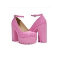 thumbnail image 4 of Frontwalk Women Pumps Platform Dress Pump Shoes Ankle Strap High Heels Party Comfort Mary Jane Womens Chunky Block Heel Pink Glossy 6.5, 4 of 4