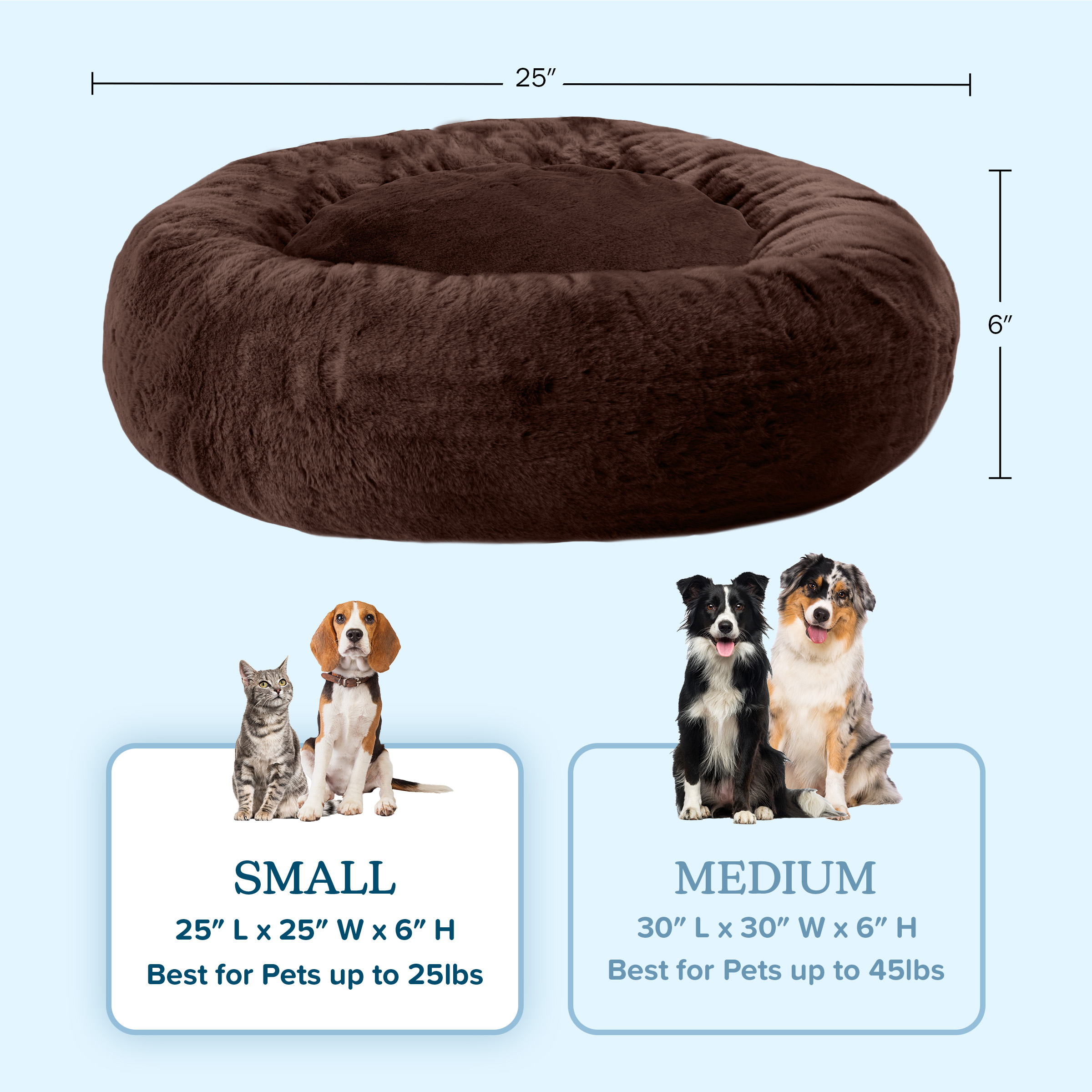 PETMAKER Dog Bed - Donut Dog Bed and Cat Bed for Small Pets (Brown)