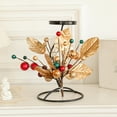 thumbnail image 5 of Christmas Candle Holder, Artificial Snowy Pine Needles Pinecone Berry Christmas Candlestick Holders, Christmas Iron Candlestick Holiday Table Centerpiece Home Decor 8.6 Inch, 5 of 6