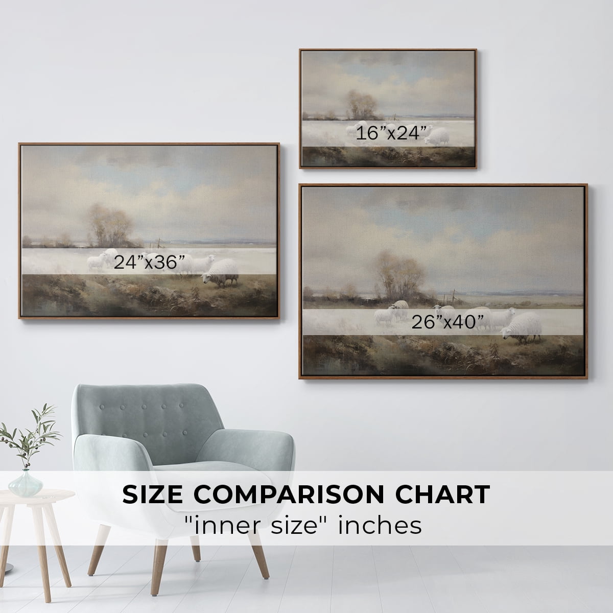 Vintage Landscape-CCLX By Wexford Home Framed in Walnut Wood Gallery Wrapped Canvas 17 in. x 25 in.