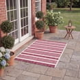 thumbnail image 3 of SAFAVIEH Courtyard Patrice Striped Indoor/Outdoor Area Rug, Ivory/Red, 9' x 12', 3 of 9