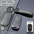 thumbnail image 3 of Sleek Gray Metal Leather 5-Button Key Fob Case for Honda Civic 2024 2023 Accord CR-V HR-V Pilot EX EX-L Touring SI – Keyless Remote Cover with Keychain, 3 of 6