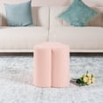 thumbnail image 2 of PINPLUS Ottoman Teddy Velvet Modern Round Ottoman Upholstered Foot Stool Clover Shape Teddy Vanity Chairs for Dorm 14in PINK, 2 of 7