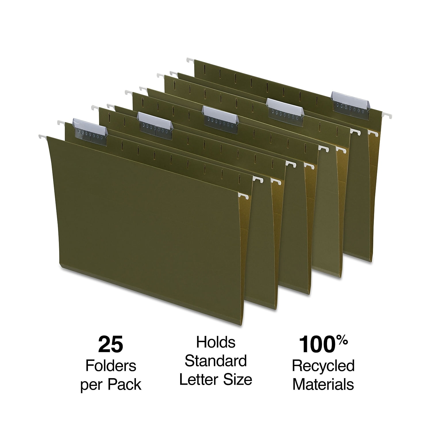 Staples Hanging File Folders Letter Size Standard Green 25/Box (521229) TR521229/521229
