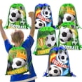 thumbnail image 2 of 1-20 bolsas de regalo con temática de fútbol, no tejidas, con cordón, para fiestas de cumpleaños, decoración, suministros, 2 of 5