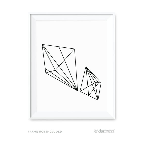 Double Polygon Geometric Shapes Origami Wall Art Black White Minimalist Print