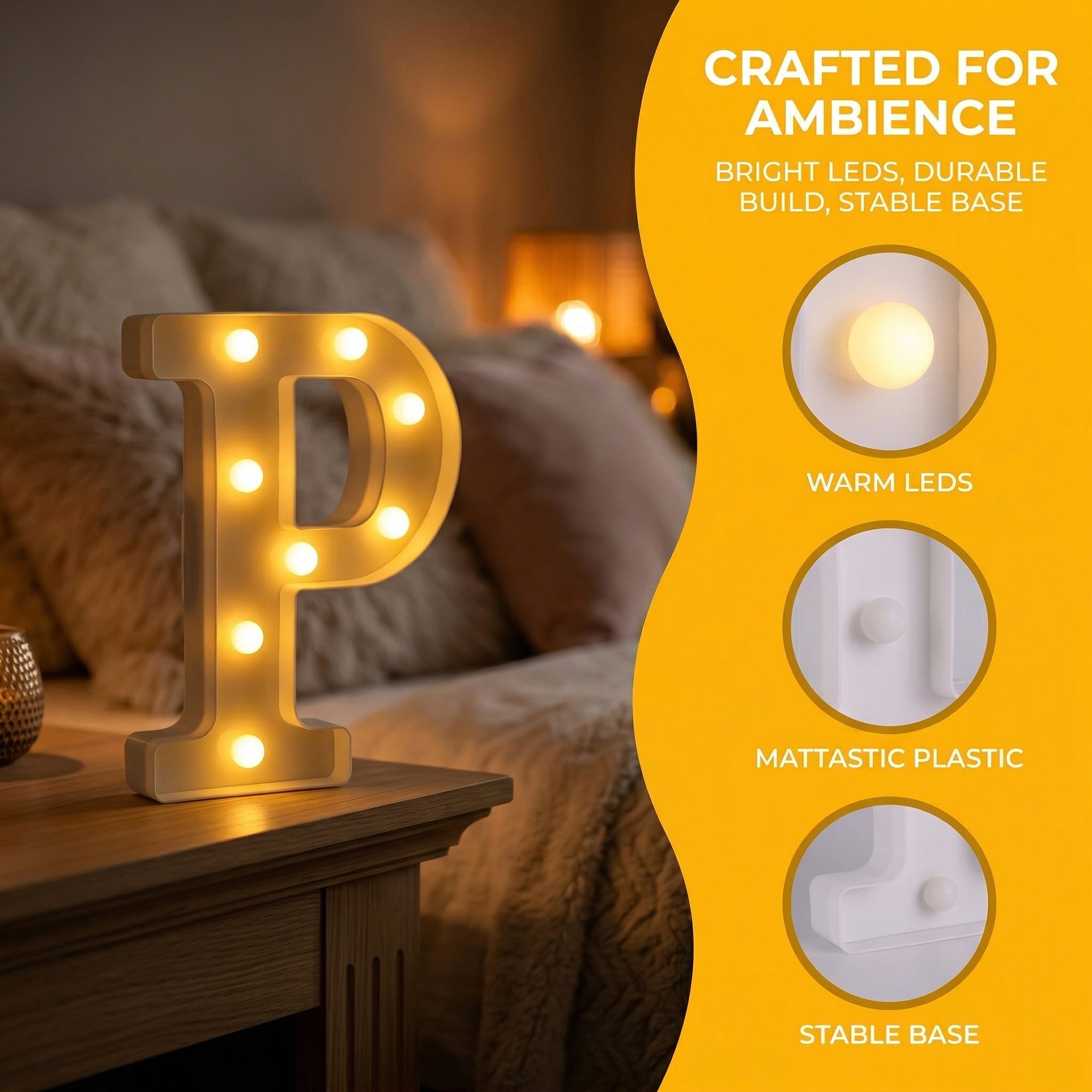 Unique Bargains Marquee Letters With Lights LED Light Up Signs Letter P 6.5"L x 1.5"W x 8.5"H