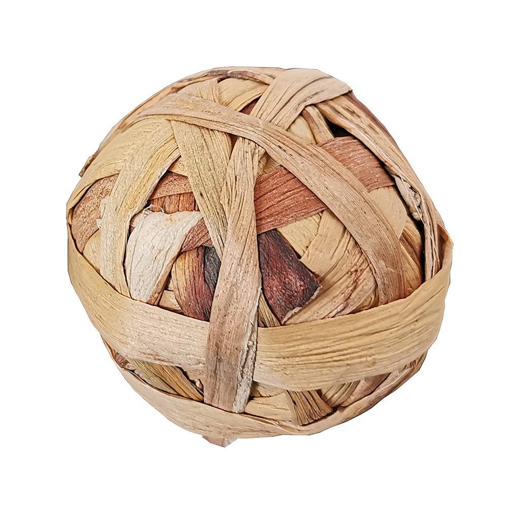 Ogquaton Pet Chew Toy Natural Grass Ball with Bell for Rabbit Hamster Guinea Pig Tooth Cleaning Creative and Useful