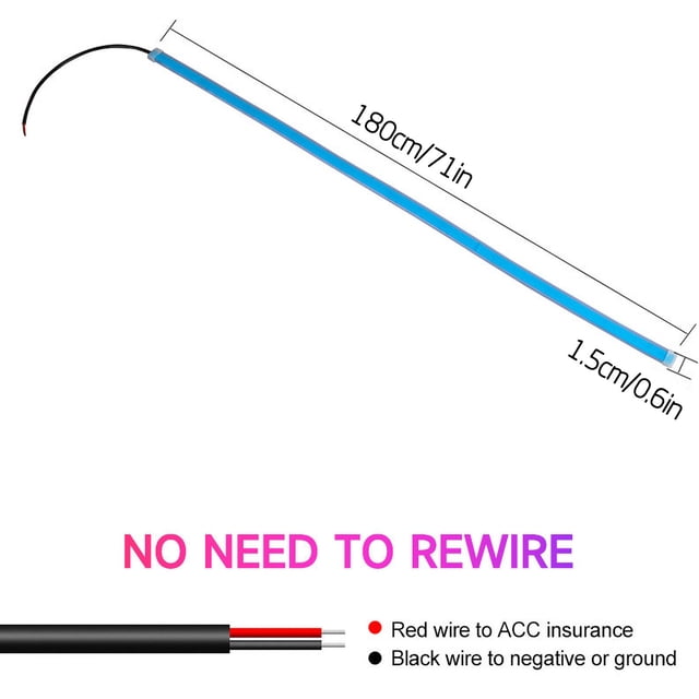 47 Inch LED Hood Light Strip for Cars Flexible 12V RGB Engine Bay Lighting with IP68 Waterproof and Warning Function, Universal Decorative Daytime Running Light for Night Safety Custom Styling