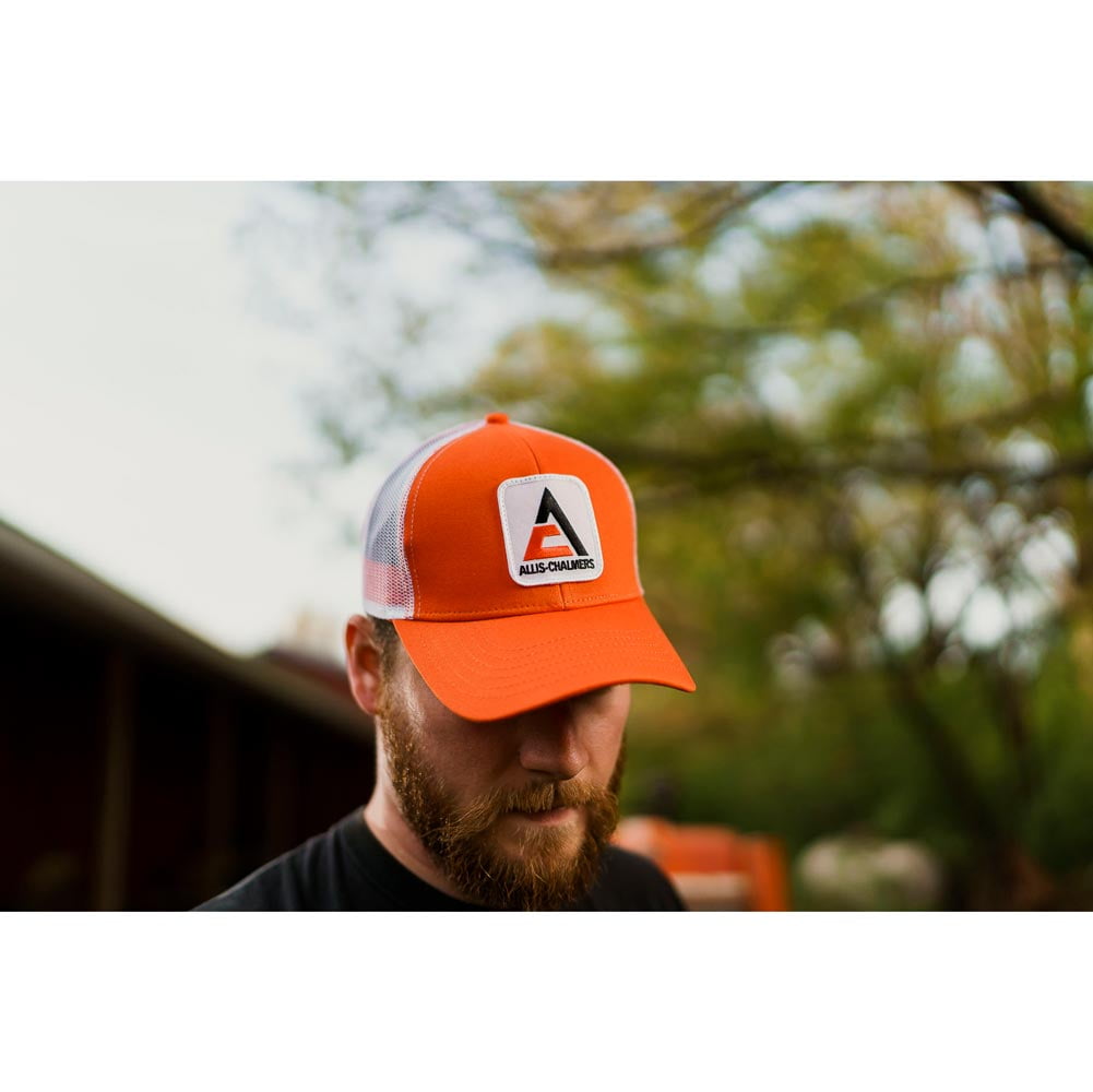 Allis Chalmers Logo White Mesh Back Adult Cap with Snap Adjustable Closure  NAOWM